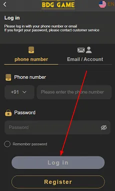 tap the login button